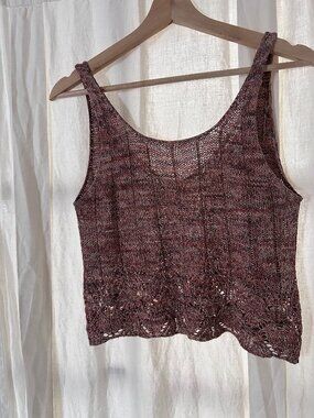 Hand knit, cropped silk tank top, size x-small